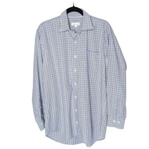 Peter‎ Millar Cotton Check Button-Up Shirt – Blue & Rust Plaid – Size L